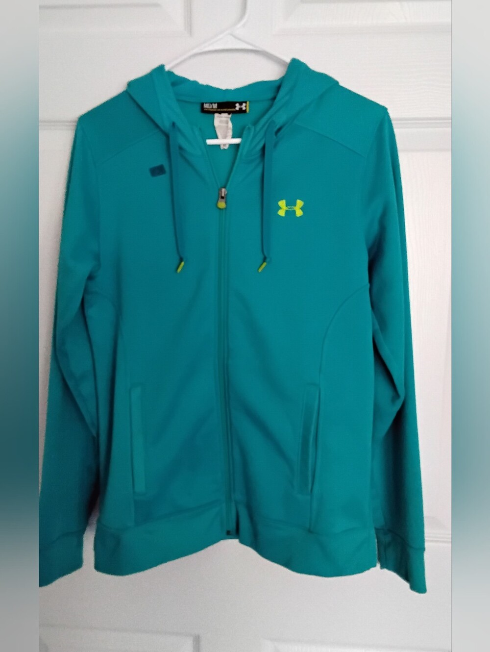 Under Armour Womens Teal Full-Zip Hoodie Jacket with Lime Logo